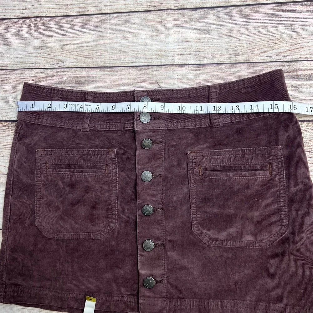 We The Free People Joanie Brown Corduroy Button Front Mini Skirt 28 Boho Autumn